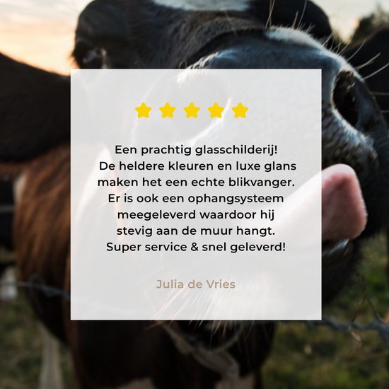 MuchoWow® Peinture sur verre 30x20 cm - Peinture sur verre acrylique - Vache - Animal - Gros plan - Photo sur verre - Peintures