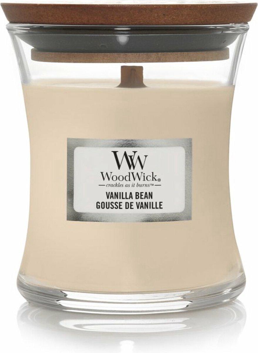 WoodWick Geurkaars Mini Candle - Vanilla Bean - 20 branduren - 85gr - 8 cm / ø 7 cm Naturel
