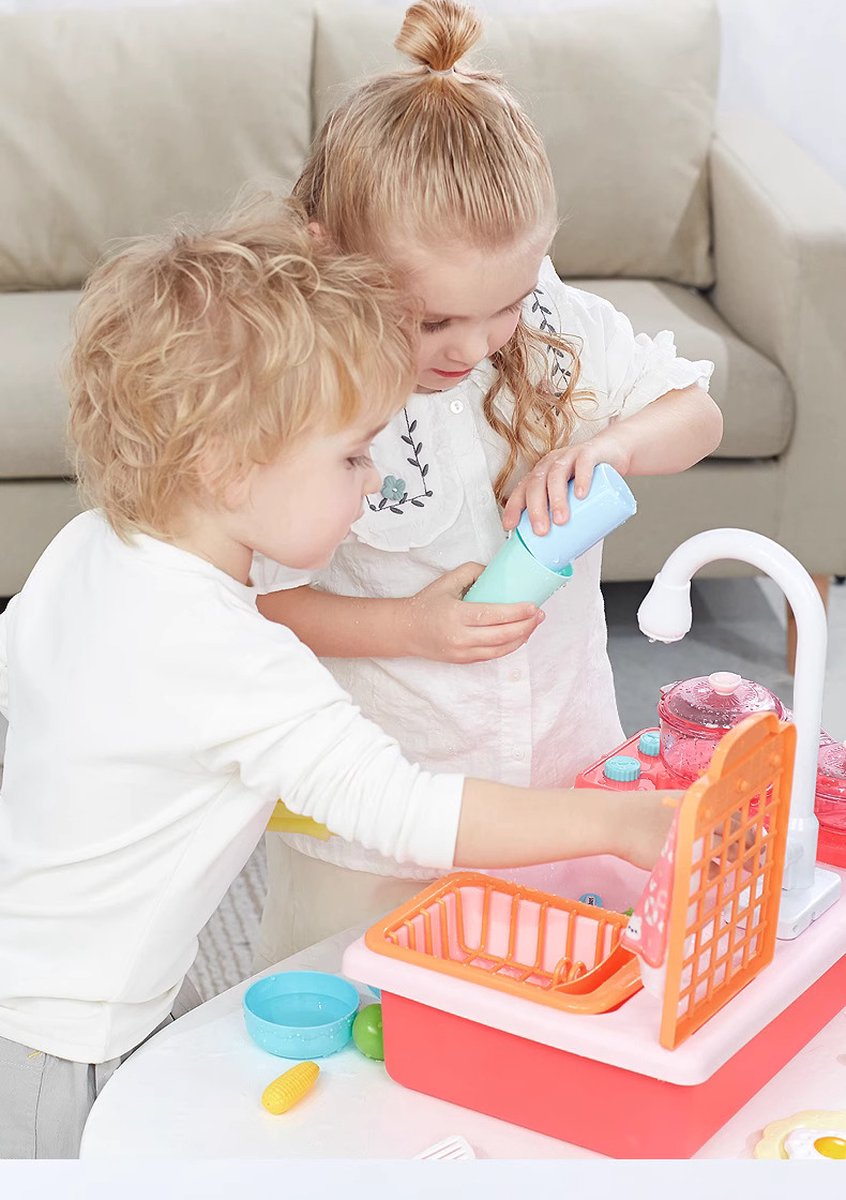 COLORBABY My Home 49025 Speelgoedspoelbak met water, speelgoed voor huis en keuken, gootsteen met accessoires, kinderen 3 jaar