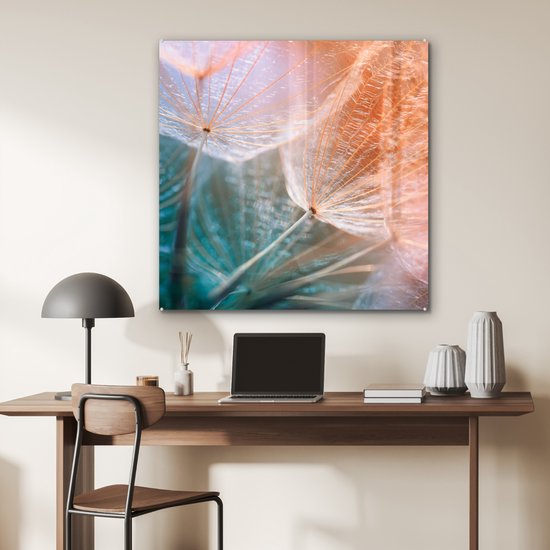 MuchoWow® Peinture sur verre 90x90 cm - Peinture sur verre - Bloem - Pissenlit - Plante - Photo sur verre acrylique - Peintures