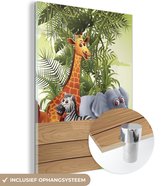 MuchoWow® Glasschilderij 30x40 cm - Schilderij acrylglas - Jungle dieren - Natuur - Planken - Kinderen - Giraffe - Foto op glas - Schilderijen