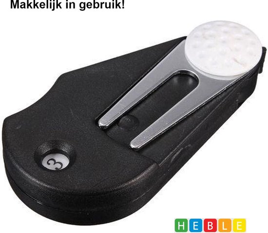 *** Golf-Pitchfork-Metaal-Accessoire-Marker-ZWART - van Heble® *** van Heble® — afbeelding 2