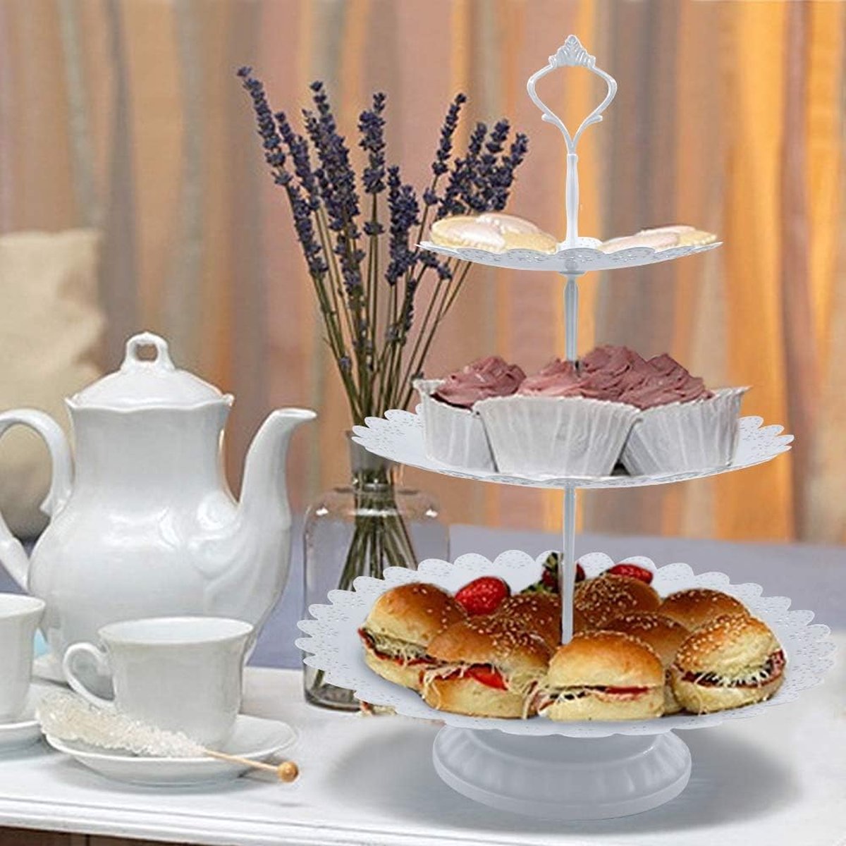 Snowtaros Lot de 6 Présentoirs à Gâteaux Ronds en Métal avec Ornements Snowtaros Lot de 6 Présentoirs à Gâteaux Ronds en Métal avec Ornements