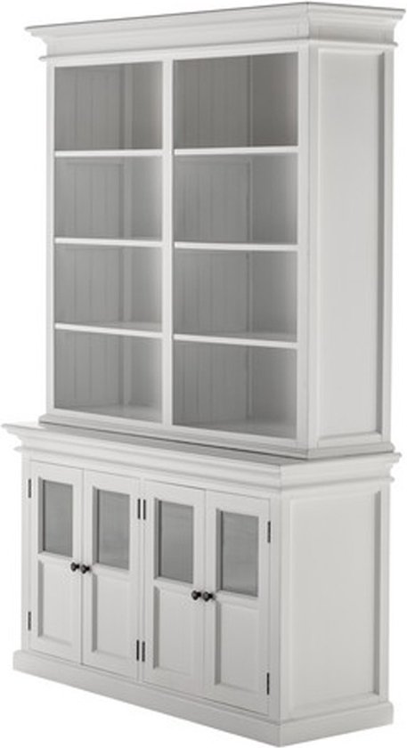 Halifax vitrinekast , boekenkast 8 planken, 4 deuren wit.