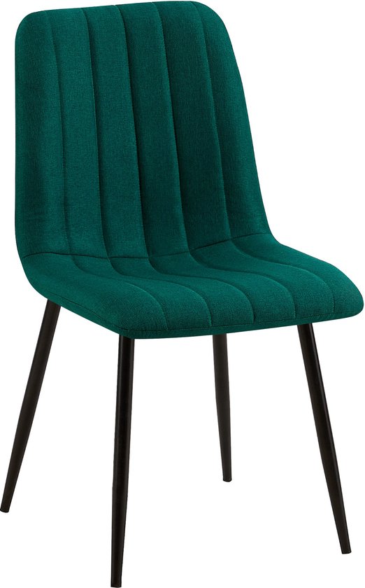 Chaise de salle à manger CLP Dijon - Sans accoudoirs - Piètement métal - Tissu vert foncé