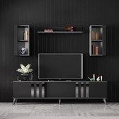 Skåne TV-meubel met wandkasten 180 cm | Milaan Antraciet Zwart - Chrome