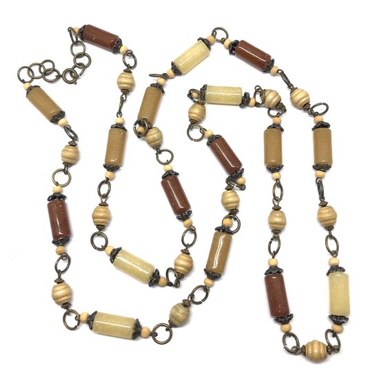 Sautoir Behave - collier de perles marron - 120 cm
