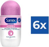 Sanex Deo Roller - Dermo Invisible Anti White Marks - 6 x 50 ml