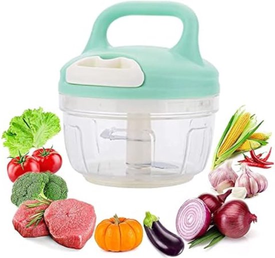 Handmatige Hakmachine, Snelle Hand Trekken Groente Chopper/Mincer (3 Cup) voor Uien/Knoflook/Kruiden/Vlees/Salade