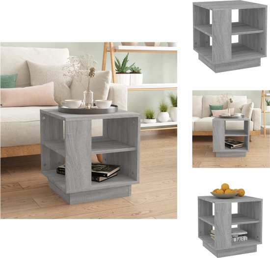 vidaXL Table de canapé - Chêne Sonoma Grijs - 40 x 40 x 43 cm - Espace de rangement - Table