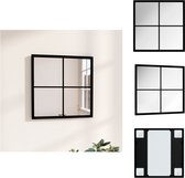 vidaXL Wandspiegel Zwart 40 x 40 cm - Metaal en Glas - Wandmontage - Tijdloos Ontwerp - Spiegel