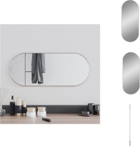 vidaXL Wandspiegel Zilver 60 x 25 cm - Duurzaam Glas en PVC Frame - Spiegel