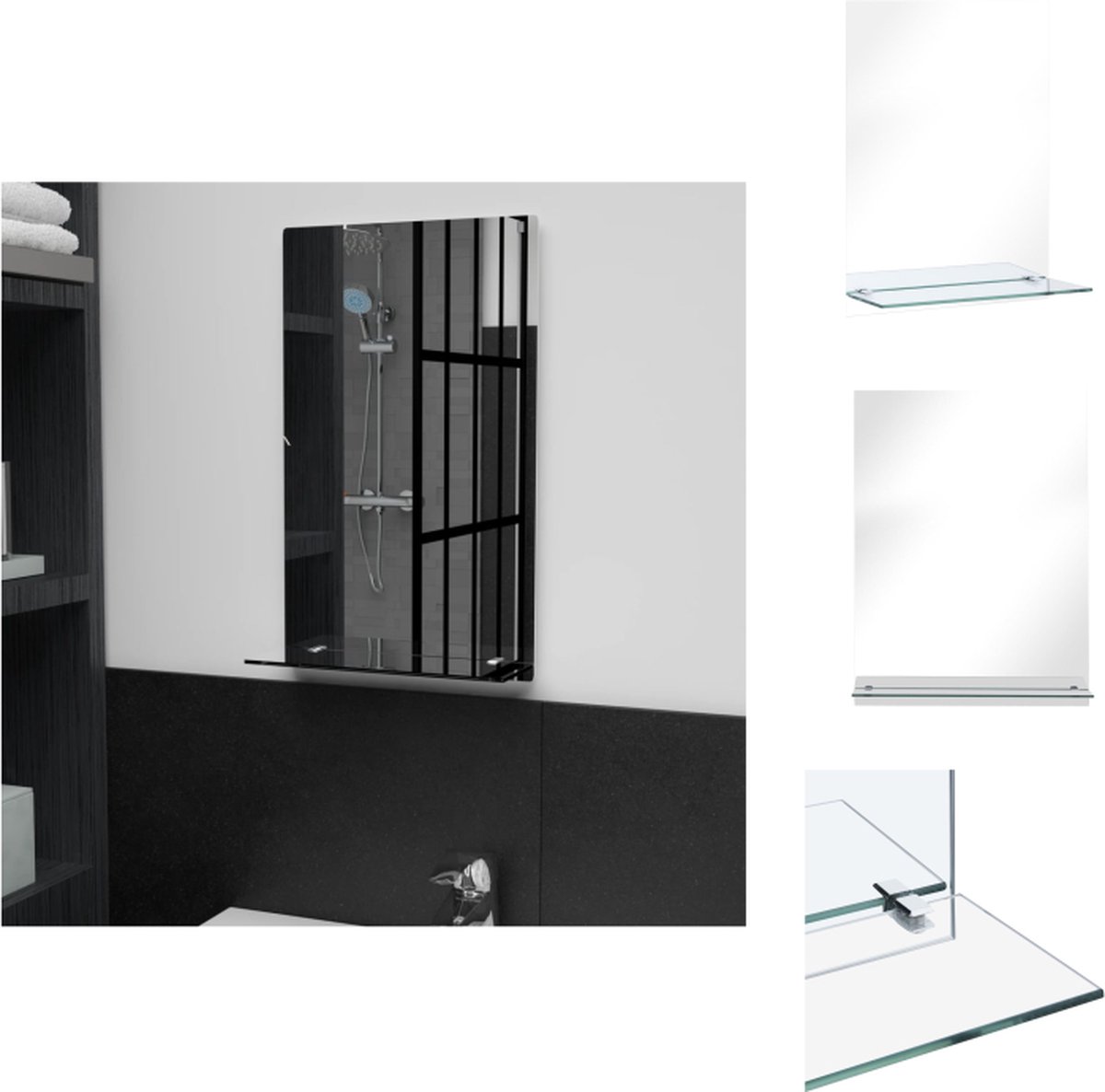 VidaXL Wandspiegel Minimalistisch Gehard Glas 30x50cm met Schap Spiegel
