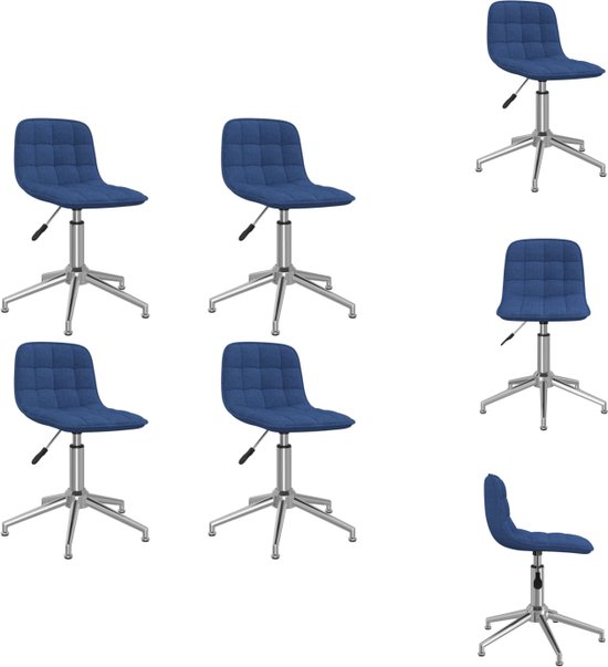 vidaXL Eetkamerstoelen - Draaibaar - Blauw - 42.5 x 45 x (68-82.5) cm - Verchroomd Staal - Eetkamerstoel