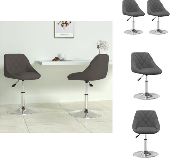 vidaXL Chaises de salle à manger de salle à manger pivotantes - Velours gris foncé - 46 x 44 x (62,5-77,5) cm - Mécanisme à ressort à gaz - Chaise de salle à manger