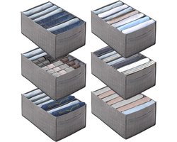 Opbergsysteem, 6 stuks, kledingkast, organizer, opvouwbare opbergdozen, stof, kledingopslag en organisatie, Nettjade opslag voor kleding, T-shirts, broeken