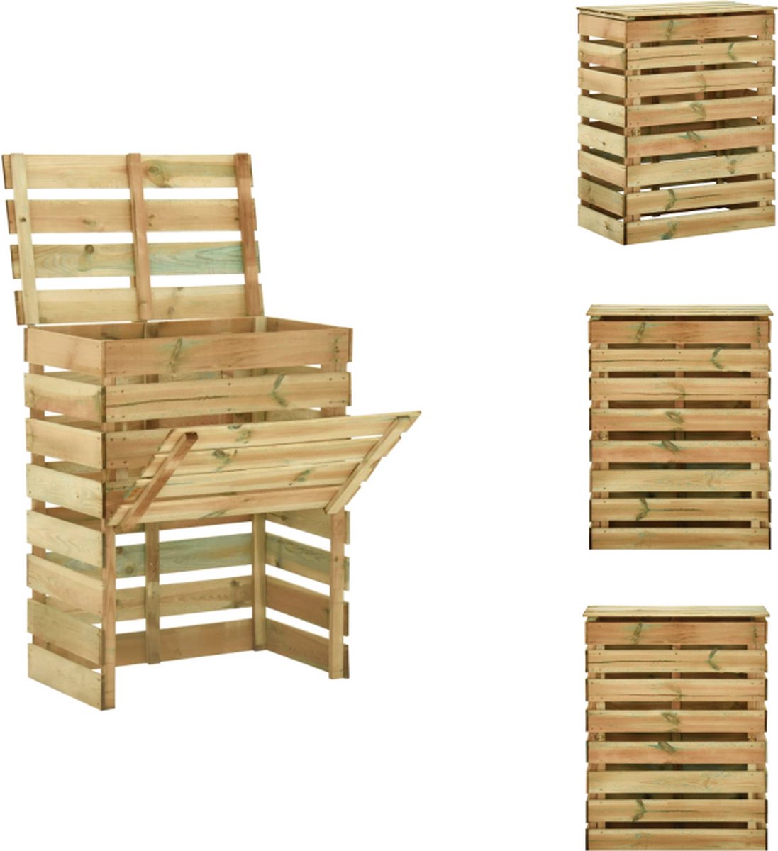 VidaXL Tuincompostbak Grenenhouten 80 x 50 x 100 cm Lattenontwerp Compostbak