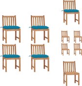 vidaXL Buitenstoelenset - Teakhout - 50x53x90 cm - Lichtblauw - Tuinstoel