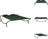 vidaXL Lit lounge - Tissu Oxford vert - 200 x 173 x 45 cm - Avec 2 Coussins - Chaise longue