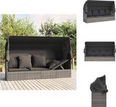 vidaXL Loungebed - Grijs - PE-rattan - Inklapbare luifel - Stabiel frame - Comfortabele kussens - Ligbed
