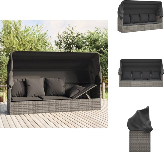 vidaXL Ligbed Inklapbaar met Luifel Ligstoel Tuinbed Lounger Buitenbed