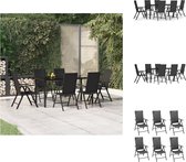 vidaXL Tuinset - PE-rattan - Zwart - 160 x 80 x 74 cm - Inklapbaar - 6 stoelen - 1 tafel - Tuinset