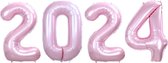 Ballon Cijfer 2024 Oud En Nieuw Versiering Nieuw Jaar Feest Artikelen Roze Happy New Year Ballonnen Roze – 70 cm