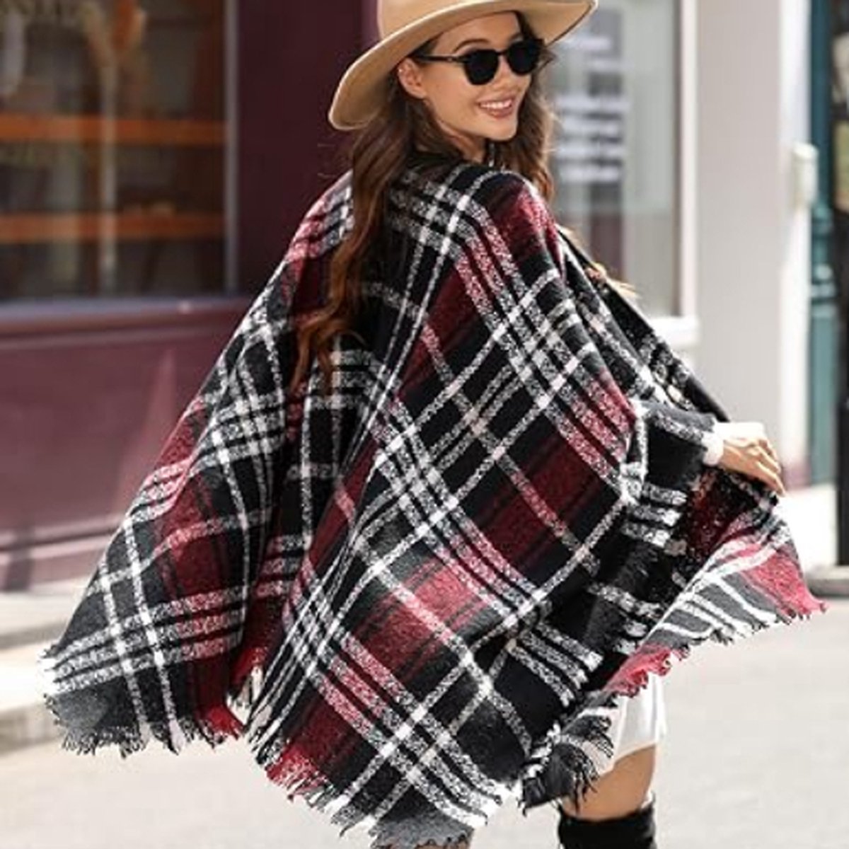 Écharpe Poncho Femme – Cape Ouverte Douce Et Chaude – 153 X 140 Cm – Idéale Mariage, Fête, Quotidien