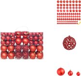 vidaXL Kerstballen Rood - Kunststof - 3 cm - 4 cm - 6 cm - Draad meegeleverd - Kerstbalhaakjes