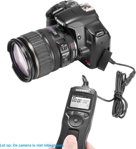 Neewer® - Schakeltimer Afstandsbedieningskabel voor Canon EOS 550D/Rebel T2i 450D/XSi 400D/XTi 350D/XT Mark II 1D Mark II N 1D Mark III 1Ds EOS Film SLR EOS 1V 1VHS 3 - Precieze Bediening van Sluitertijd en Ontspanningsfuncties - Neewer®