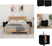 vidaXL Nachtkastje Zwart - 50 x 39 x 47 cm - Stevig bewerkt hout - Set van 2 kastjes - Kast