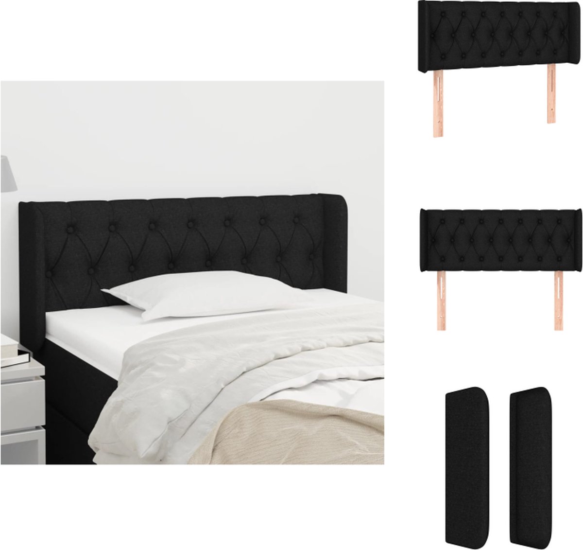 vidaXL Hoofdeind - Bedombouwaccessoires - 93 x 16 x 78/88 cm - Zwart - Bedonderdeel