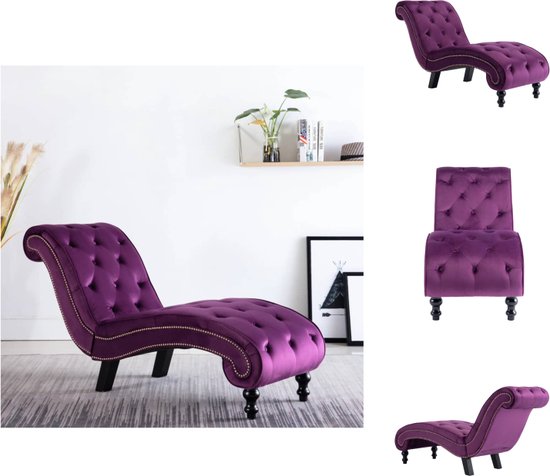 vidaXL Lounger Velvet - Chaise longue - 145 x 52 x 77 cm - Paars - Chaise longue