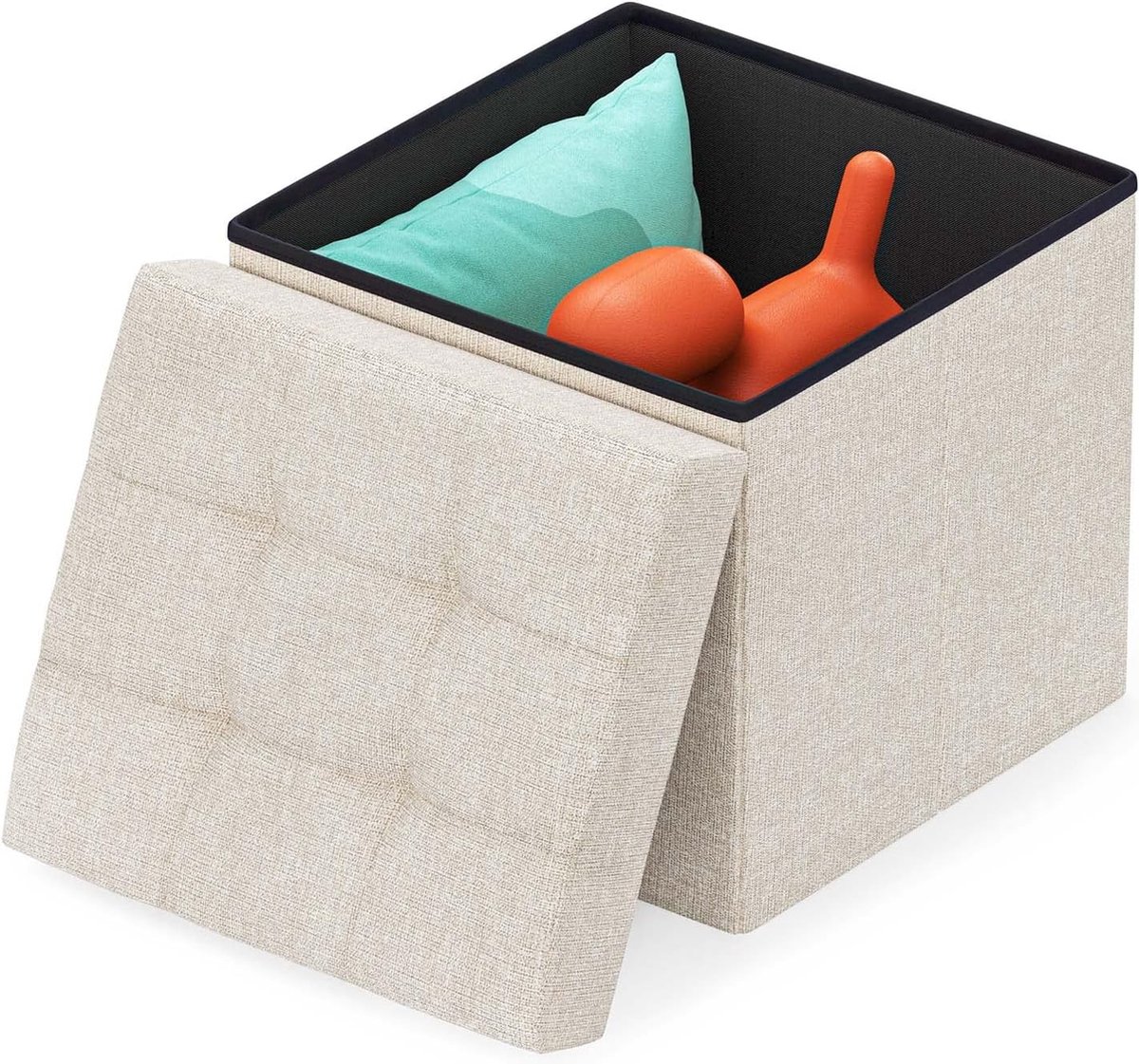 Songmics LSF028W01 Poef met opbergruimte, kleine inklapbare zitbank, 30