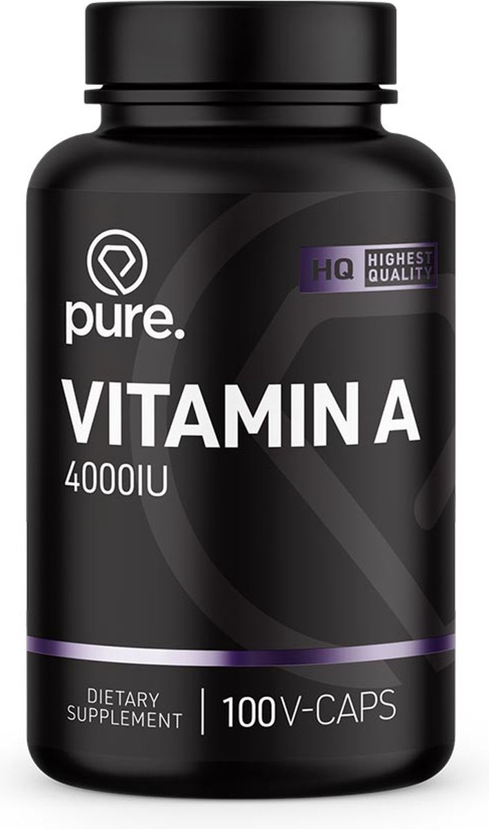 Goedkoopste Pure. Vitamine A - 100 V-Caps - 4000IU - retinol - vitamines - vegan capsules