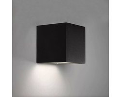 Goliving Solar Kubus Wandlamp Buiten - Solar Tuinverlichting - Zonne Energie Buitenverlichting - Buitenlamp - 9 × 9 x 8,2 cm - Zwart