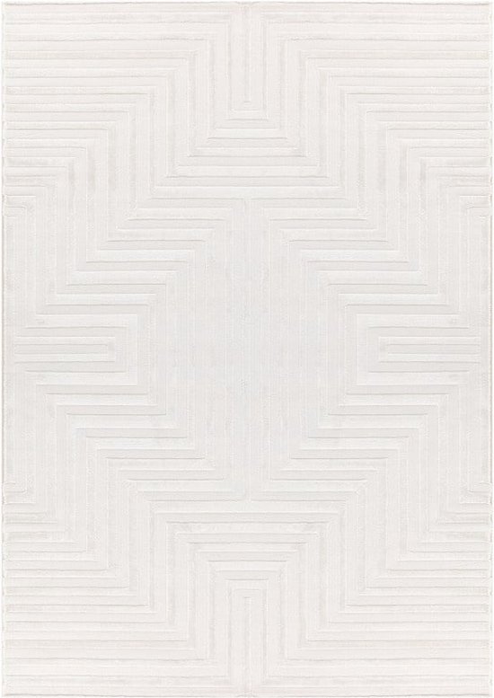 Flycarpets Cara Modern Japandi Labyrinth Vloerkleed - Creme - 200x290 cm