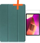 Hoes Geschikt voor Lenovo Tab M10 (3rd gen) Hoes Tri-fold Tablet Hoesje Case Met Screenprotector - Hoesje Geschikt voor Lenovo Tab M10 (3e gen) Hoesje Hardcover Bookcase - Donkergroen