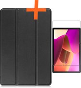 Hoes Geschikt voor Lenovo Tab M10 (3rd gen) Hoes Tri-fold Tablet Hoesje Case Met Screenprotector - Hoesje Geschikt voor Lenovo Tab M10 (3e gen) Hoesje Hardcover Bookcase - Zwart