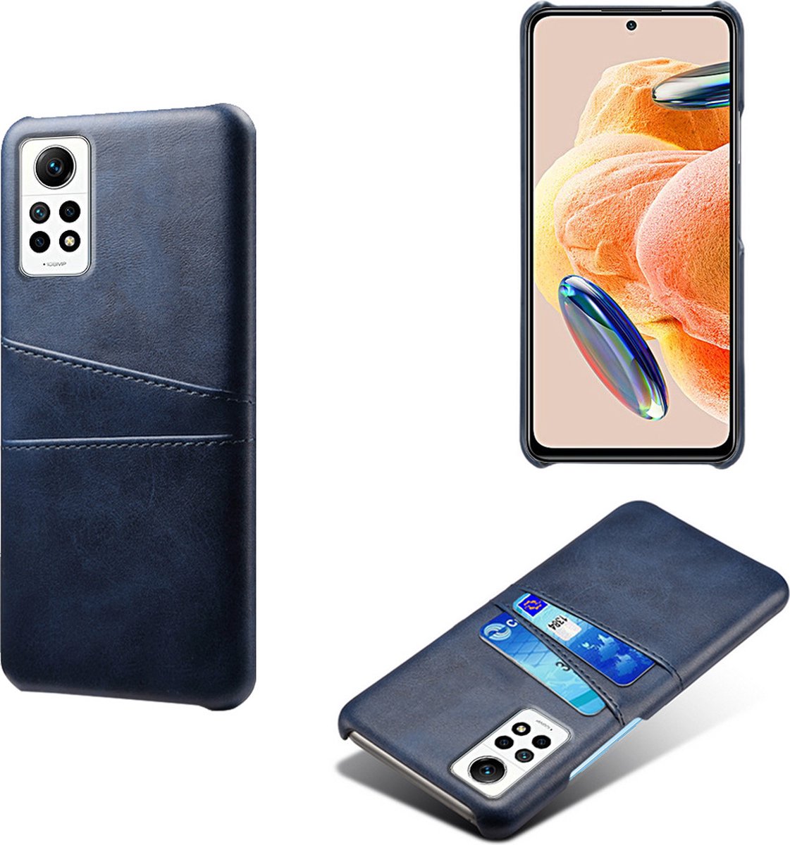 Backcover met Opbergvakjes + PMMA Screenprotector voor Xiaomi Redmi Note 12 Pro 4G _ Blauw