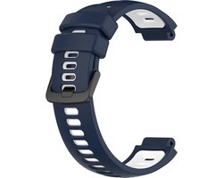 Siliconen bandje - geschikt voor Garmin Forerunner 220 / 230 / 235 / 620 / 630 / 735XT / Approach S20 / S5 / S6 - donkerblauw-wit
