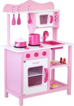 Boppi - houten speelgoedkeuken - 20 onderdelen - 85cm hoog (roze)