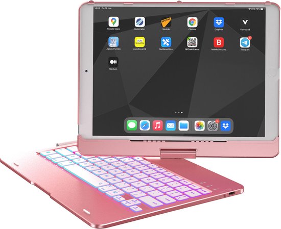 Accezz 360 Slim Keyboard Bookcase Geschikt voor de iPad 10.2 (2019/2020/2021) / Air (2022/2020) / Pro 10.5 - Rosé Goud