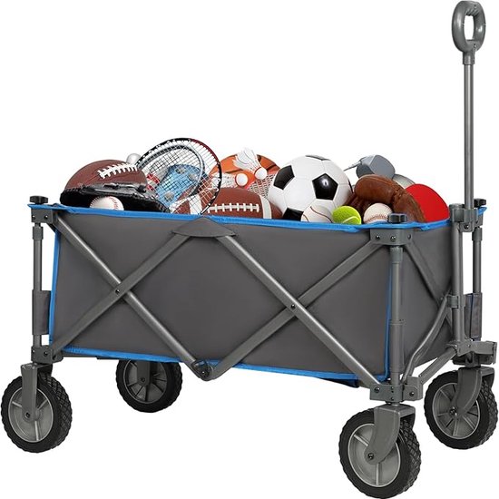 Rowce Opvouwbare Bolderwagen met Brede Wielen en Rem, 120KG Transportkar voor Multi-Terrein met Opvouwbare Achterklep, Tuinwagen Campingkar voor Picknick, Vissen, Buiten Rowce Opvouwbare Bolderwagen met Brede Wielen en Rem, 120KG Transportkar voor Multi-Terrein met Opvouwbare Achterklep, Tuinwagen Campingkar voor Picknick, Vissen, Buiten