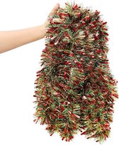 Rood en Groene Klatergoud Kerst Guirlande - 10 m Glanzend Metallic Kerstboom Hanger Guirlande - Grote Kerstguirlande voor Binnen/Buiten Kerst Feest Decoraties & Festivals