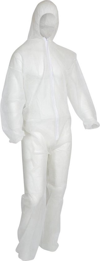 Salopette jetable en polypropylène d'environ 45 grammes, blanche, taille 3XL
