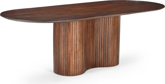 Table à manger Ovale - Marron foncé - Bois - 300cm - Table à manger Ava - Giga Meubel