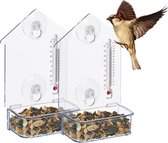 Mangeoire à oiseaux Relaxdays - lot de 2 - mangeoire transparente avec thermomètre