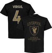 Liverpool Champions T-Shirt 2020 + Virgil 4 - Zwart - 4XL