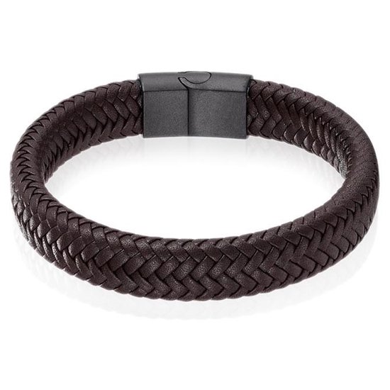 Gevlochten Leren Armband Heren Edelstaal Sluiting